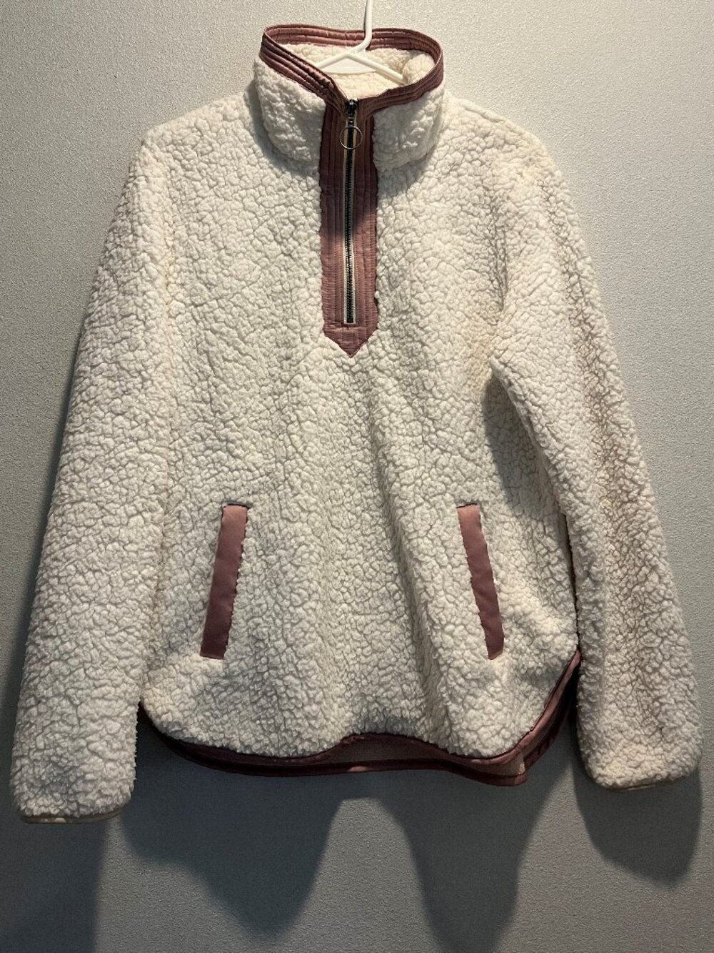 Abercrombie & Fitch Sherpa Fleece Quarter Zip Pullover, Size Small